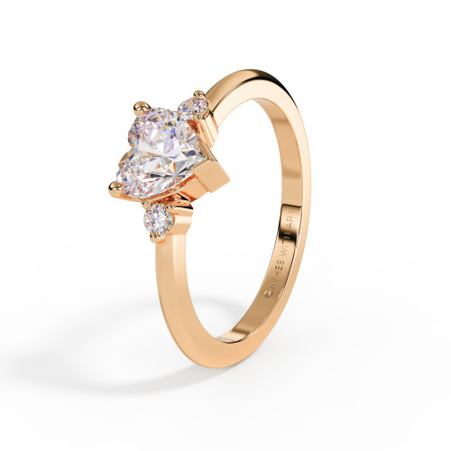 Rose Gold Diamond Trilogy Heart Cut Ashes Ring