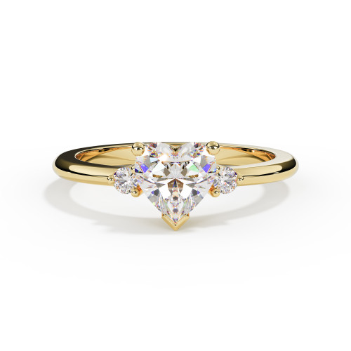 Solid 18ct Yellow Gold Diamond Heart Trilogy Ring with Ashes or Hair