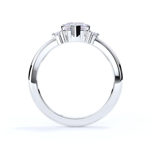 Side Set Accent Trilogy Heart Diamond Memorial Ring in Platinum