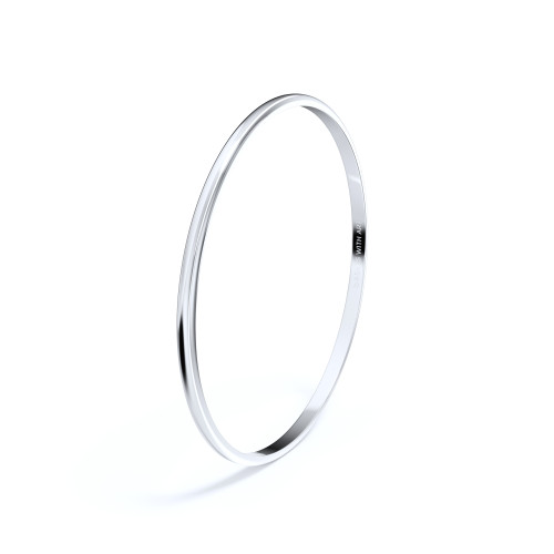 D-Shaped Bangle in White Gold for Ashes or Hair