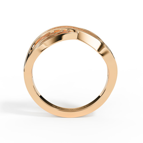 Profile of a rose gold memorial ring showing the tapered shank design