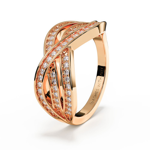 Rose gold diamond memorial ashes ring with intertwining rows