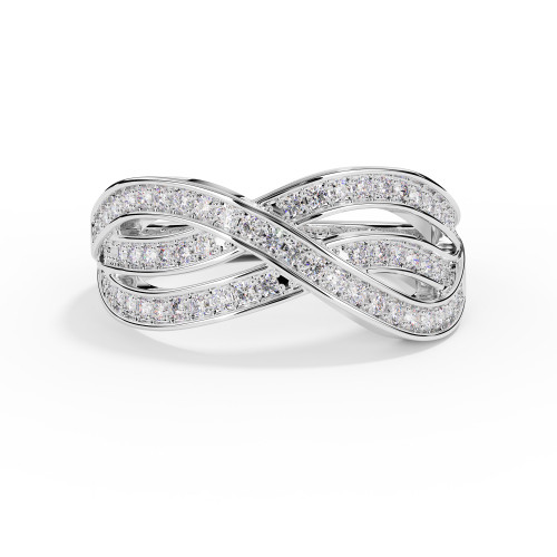 Multi-row diamond memorial ring in 18ct white gold with entwined diamond bands