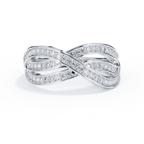 Multi-row diamond memorial ring in 18ct white gold with entwined diamond bands