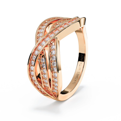 Rose gold diamond memorial ashes ring with intertwining rows