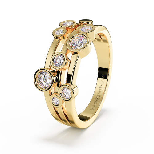 Yellow Gold Diamond Cremation Ashes Ring