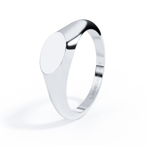 mini oval ashes ring signet design in platinum