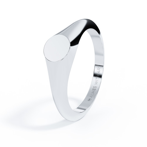 mini round signet ashes ring in sterling silver