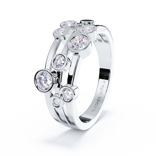 Crystal Droplet Silver Ring with Ashes Chamber