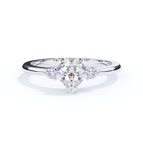 Cremation Ashes Heart CZ Crystal Ring in Sterling Silver