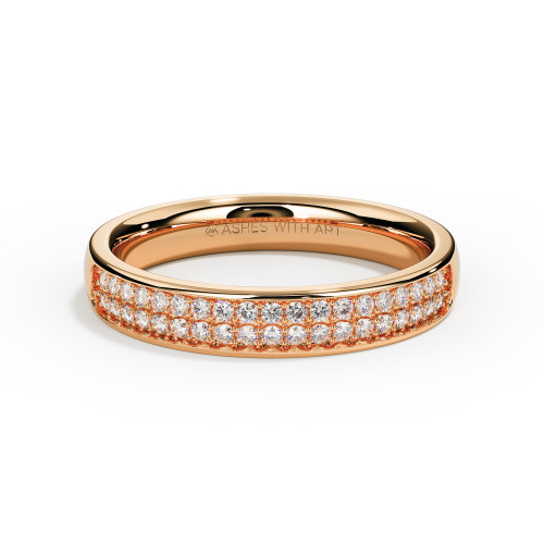 two row diamond ashes eternity ring in rose gold