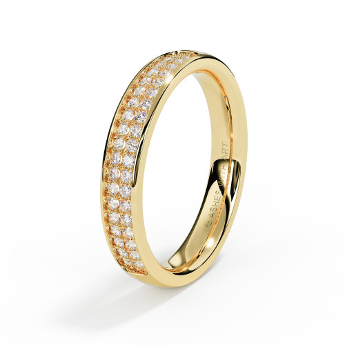 solid yellow gold 2 row diamond ashes ring