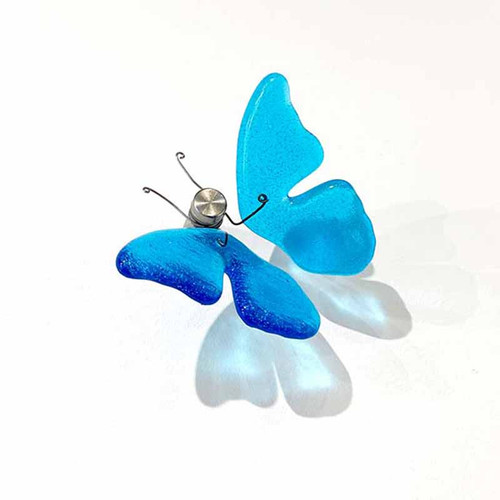 Turquoise Glass Memorial Butterfly with Ashes