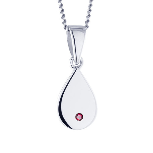 ruby tear drop ashes necklace