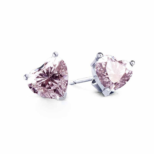 pink sapphire heart shaped ashes earrings