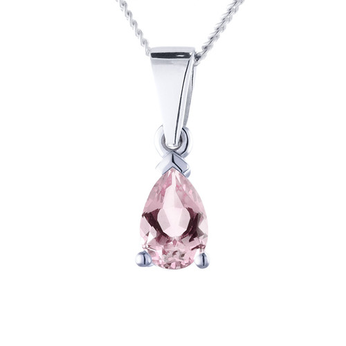 Pear Cut Pink Sapphire Pendant in Silver