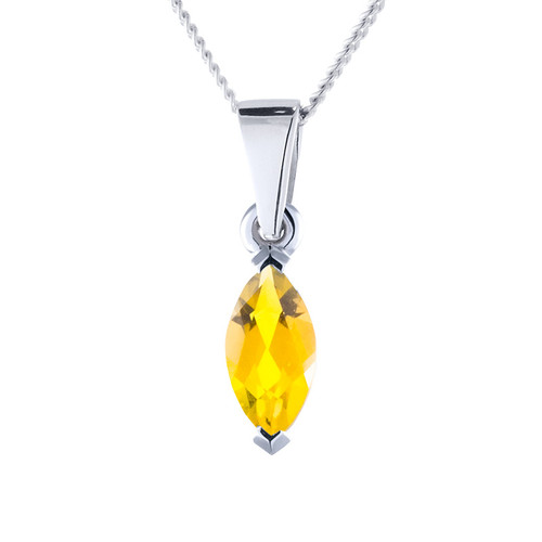 marquise cut yellow sapphire gemstone in white gold ashes pendant