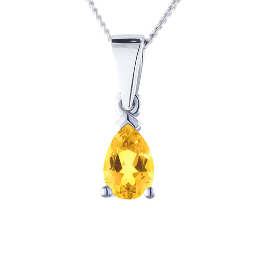 pear cut yellow sapphire memorial pendant in sterling silver