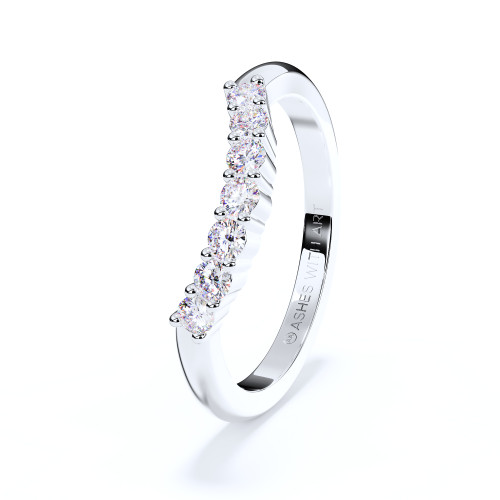 Curved Wishbone Enhancer Ring in White Gold for Ashes or Hair