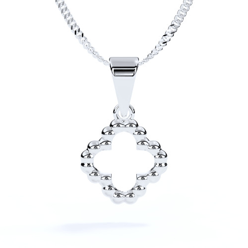 White Gold Beaded Clover Ashes Pendant