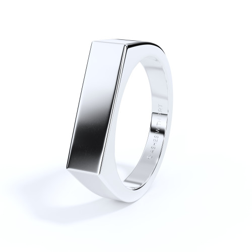 sterling silver mens rectangle bar signet for cremation ashes or hair