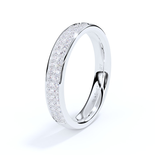 two row diamond ashes eternity ring silver