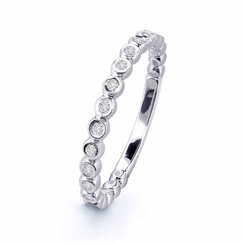 Silver Diamond Beaded Bubble Eternity Memorial Ring With Cremation Ashes