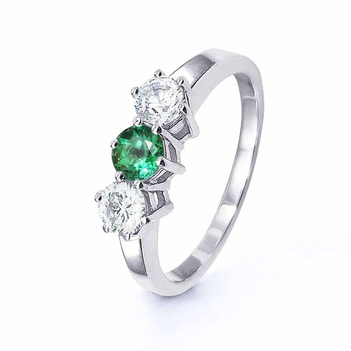 emerald and white sapphire ashes ring