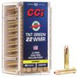 CCI TNT Green Rimfire Ammunition .22 WMR 30 gr HP 2050 fps 2000/ct Case (40-50/ct Boxes)