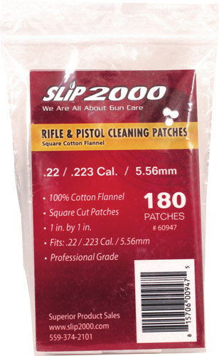 SQUARE .22 CALIBER 180-PACKSLIP 2000 CLEANING PATCHES 1" 