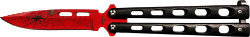 3.58" WIDOW SERIES RED/BLK SP!BEAR & SON BUTTERFLY KNIFE 