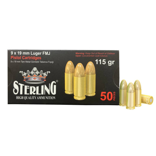 STERLING 9MM 115GR FMJ BRASS 50/1500