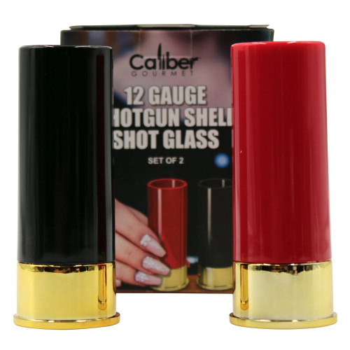 Caliber Gourmet Shotgun Shell Shot Glasses, Black and Red, 2 Pack CBG-SG-1064
