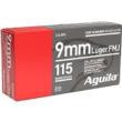 Aguila Handgun Ammuntion 9mm Luger 115 Gr FMJ 1150 Fps 1000/ct Case ila Handgun Ammuntion 9mm Luger 115 Gr FMJ 1150 Fps 1000/ct Case Ammo