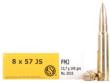 Sellier & Bellot Rifle Ammunition 8x57JS 196 Gr FMJ 2540 Fps Ammo - 20/box 20/box Ammo