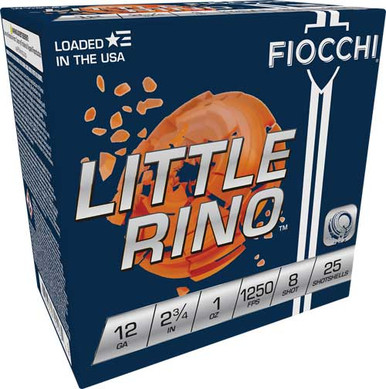  #8 1250FPS 250RD CASEFIOCCHI LITTLE RINO 12GA 2.75 Ammo