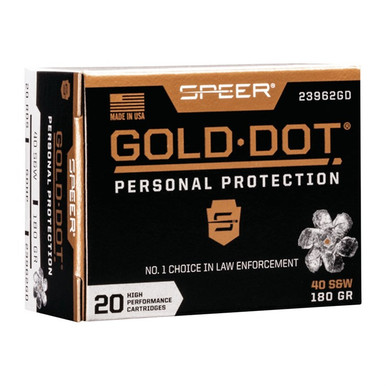 S&W 180GR GOLD DOT HOLLOW POINT 20/BOX Ammo