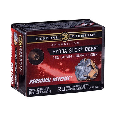  HYDRA-SHOK DEEP 9MM 135GR HP 20/ct Ammo