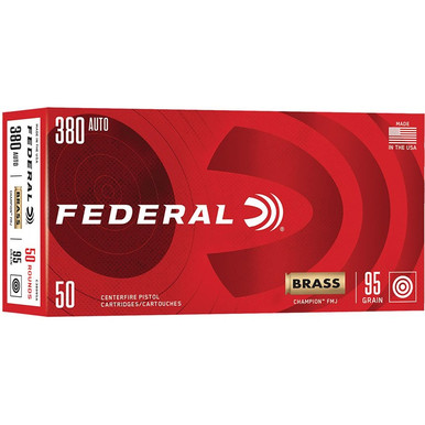 FED CHAMP 380AUTO 95GR FMJ 50/BOX  CHAMP 380AUTO 95GR FMJ 50/BOX Ammo