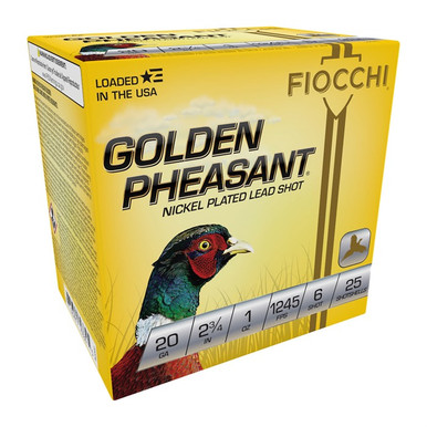 DEN PHEASANT 20GA 2-3/4 1 OZ #6 NICKEL PLATED SHOT 25/BX Ammo