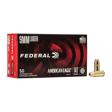  LUGER 147GR FULL METAL JACKET FLAT NOSE 50/BOX Ammo