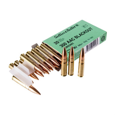 Sellier & Bellot Rifle 300 Blackout 200 Grain Full Metal Jacket Subsonic 20/ct lier & Bellot Rifle 300 Blackout 200 Grain Full Metal Jacket Subsonic 20/ct Ammo