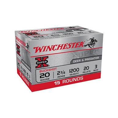 20 GAUGE 2-3/4 20 PELLET #3 BUCKSHOT 15/BOX GAUGE 2-3/4 20 PELLET #3 BUCKSHOT 15/BOX Ammo