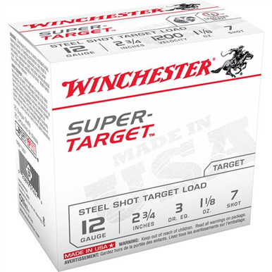 SUPER TARGET 12 GAUGE 2-3/4 1-1/8 OZ #7 SHOT 25/BOX ER TARGET 12 GAUGE 2-3/4 1-1/8 OZ #7 SHOT 25/BOX Ammo