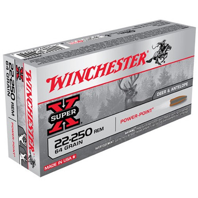 CHESTER SUPER-X 22-250 64GR PP 20/BX Ammo