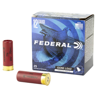eral Game Load Upland Heavy Field 12 Gauge 2.75 #7.5 3 1/4 Dram 1 1/8 Oz Shot 25 Round Box H12375 Federal Ammo