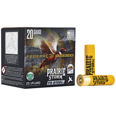 eral Premium Prairie Storm 20 Gauge 3 FS Steel #4 7/8 Oz. Steel Shot 25 Round Box PFSX207FS4 Ammo