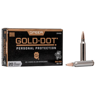 er Ammunition Speer Gold Dot 223 Remington 62Gr Gold Dot Hollow Point 20 Round Box 24461 Ammo