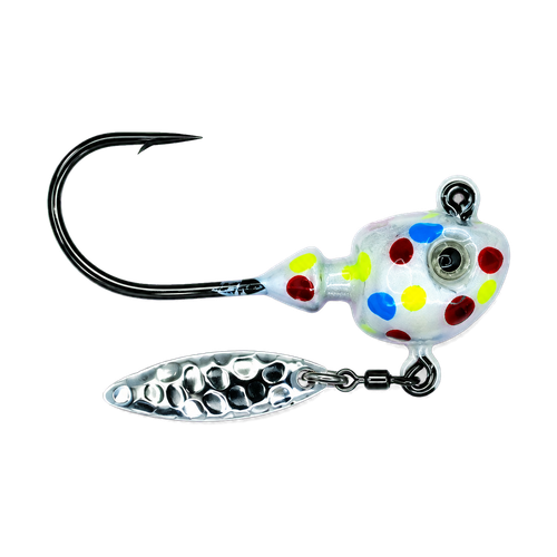 Big Sky Wonderbread Hecla Hammer jig showing glow finish and baitfish profile
