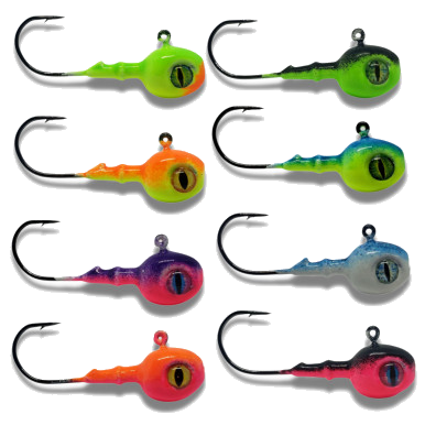Snake Eye Full Set with eight assorted walleye jig colors